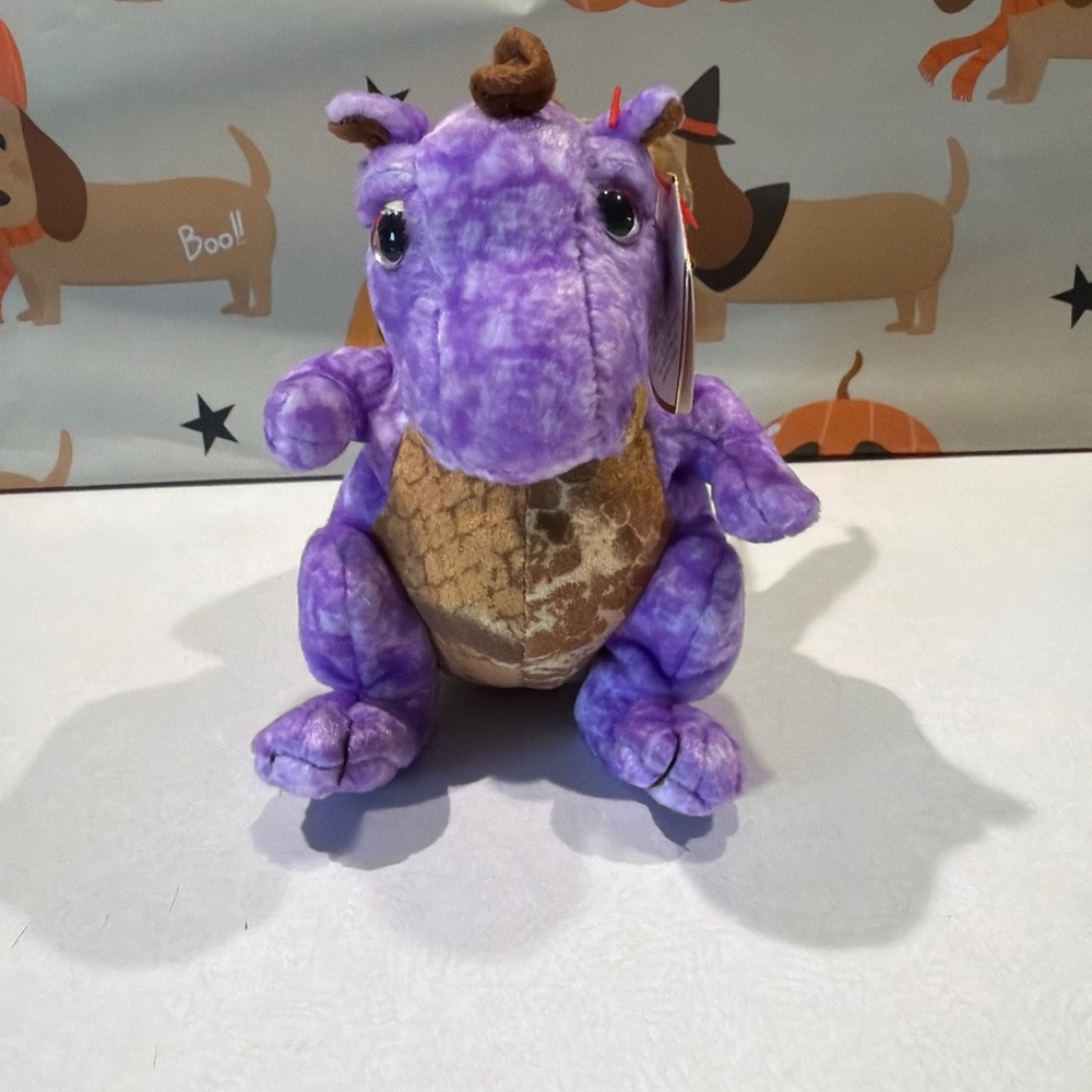 Ty Purple and Brown Plush Dragon Small Pet Toy